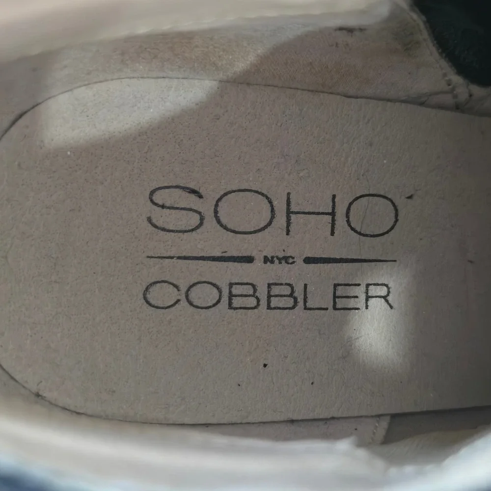 Soho Cobbler Women Black Suede Leather Ankle Boots Block Heel Side Zip Size 8